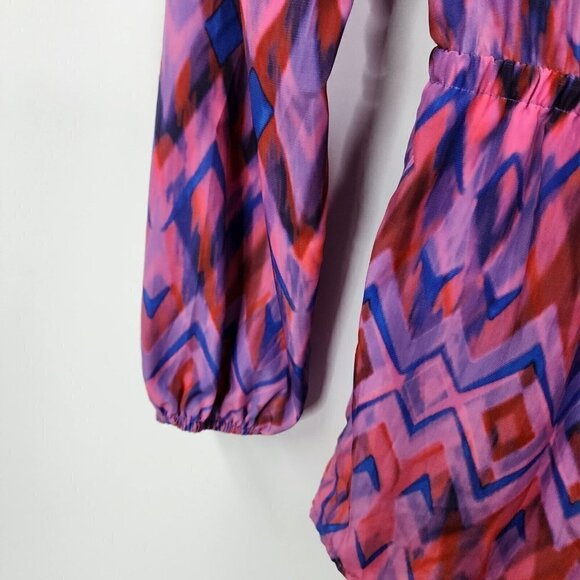 Lovers Friends REVOLVE Womens XS Monday to Friday Romper Fuscia Zig Zag Colorful - Picture 7 of 14